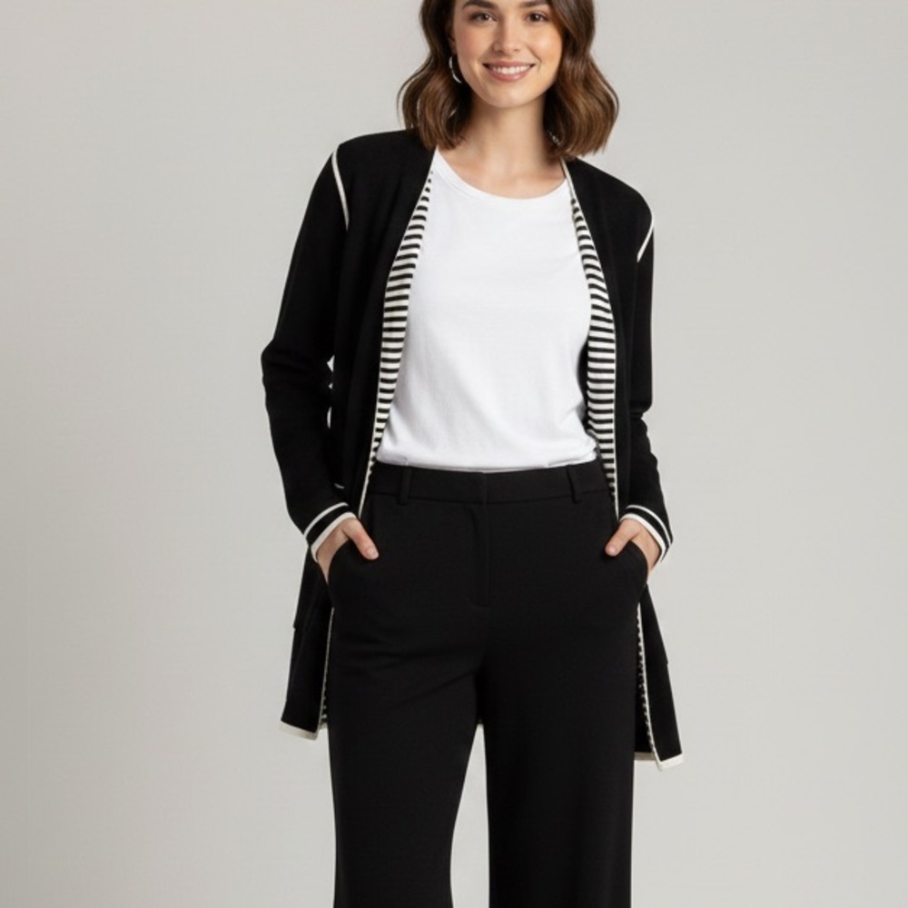 Oliver Black Striped‎ Long Cardigan Sweater